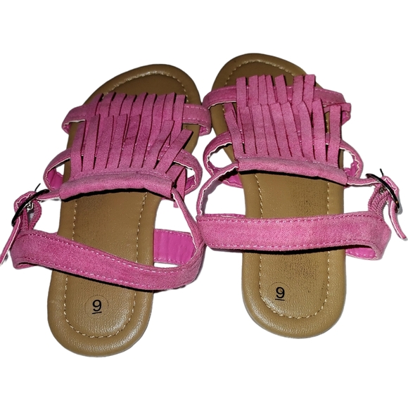 Girl's Pink Suede Fringed Sandals Size 9 - Picture 3 of 5